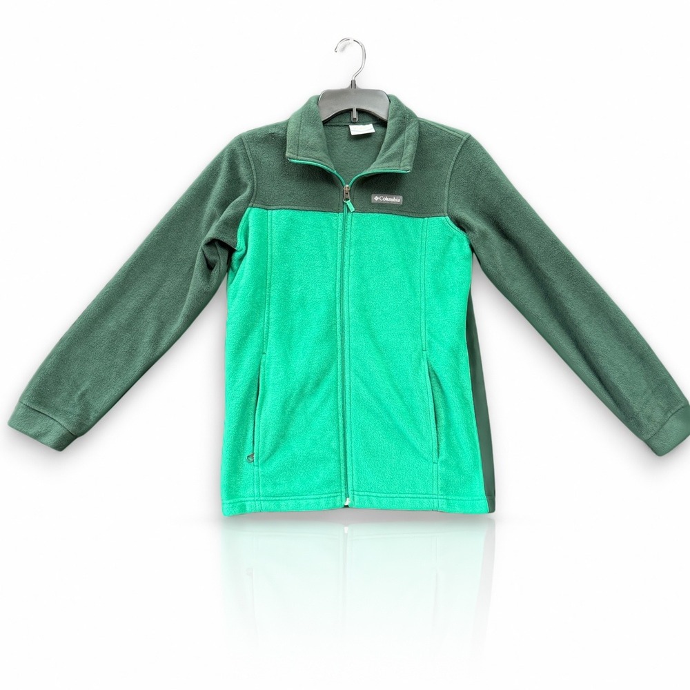 Columbia Fleece Jacket Youth Large 14/16 Green Full Zip WB6760 Gorpcore